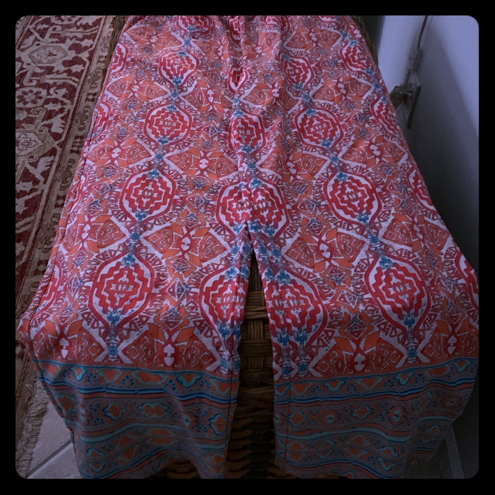 Boho chic gypsy elastic waistband flowy pants